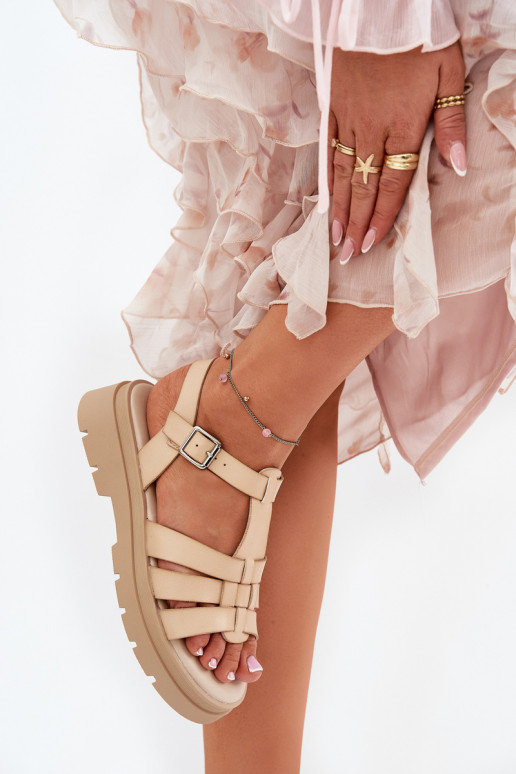 Eko Dames sandalen Dames met platform beige Nendales