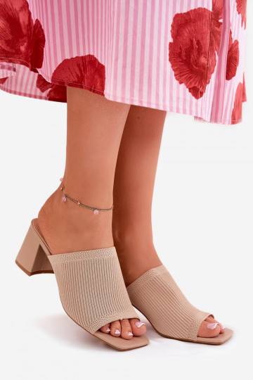 Damespantoffels met hakken Typu Słupek beige INenilan