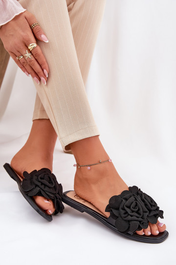 Damespantoffels met brede hakken Met sierlijki met bloemmotievenami zInart Misorsse