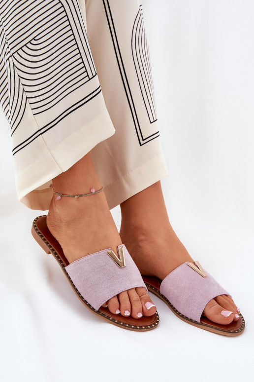 Damespantoffels met brede hakken Met sierlijki Detalami Paars Saliena Damespantoffels met brede hakken Met sierlijki Detalami Paars Saliena