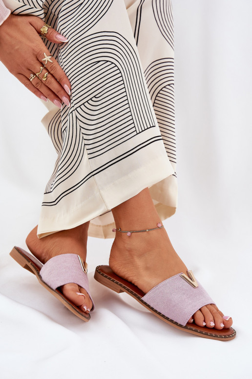 Damespantoffels met brede hakken Met sierlijki Detalami Paars Saliena Damespantoffels met brede hakken Met sierlijki Detalami Paars Saliena