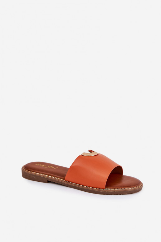 Damespantoffels Eko Leer Met sierlijki Detalami oranje Mevith Damespantoffels Eko Leer Met sierlijki Detalami oranje Mevith
