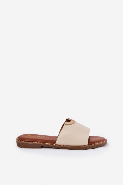 Damespantoffels Eko Leer Met sierlijki Detalami beige Mevith Damespantoffels Eko Leer Met sierlijki Detalami beige Mevith