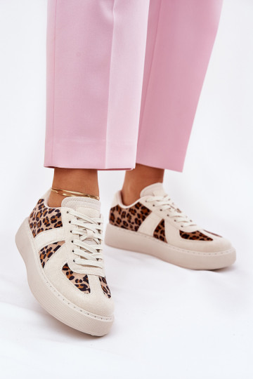 sneakers model schoenen dames met print en platform zandkleurig Įjungtativira 2