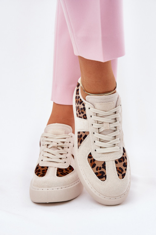 Sneakers model schoenen Dames en schriftelijk met platform beige Optivira Sneakers model schoenen Dames en schriftelijk met platform beige Optivira