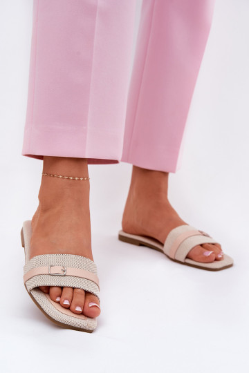 Lage schoenen Dames slippers met bandjes en gespen zandkleur Zilina