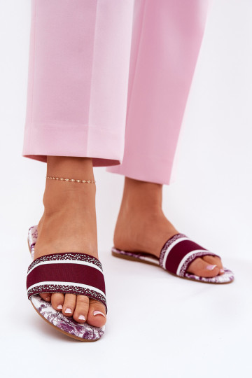 Gestreepte lage schoenen Dames slippers bordeaux Leysi 2