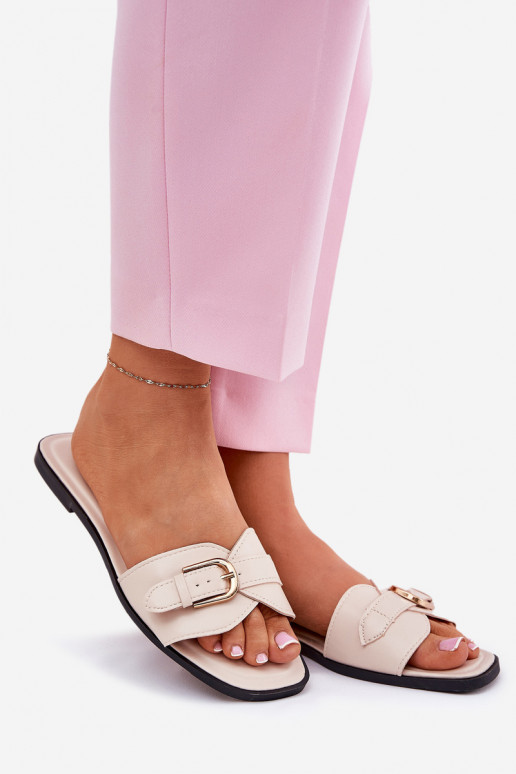 gelijk aan Damespantoffels met gouden gespen beige Esiobb gelijk aan Damespantoffels met gouden gespen beige Esiobb