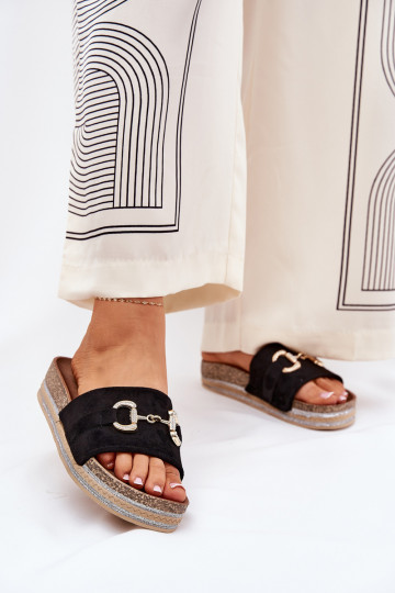 Damespantoffels met platform met gouden details En glitter zInart Morisela