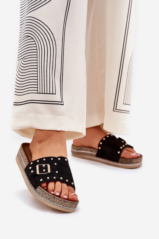 Damespantoffels met platform met gespen En studs zInart Nusithia