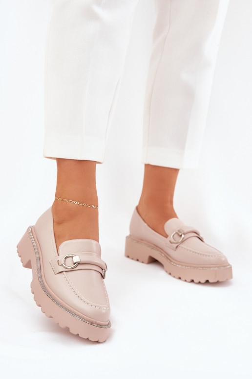 dames mocassins Versierd Cyrkoniami beige Patina