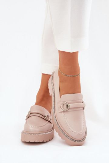 dames mocassins Versierd Cyrkoniami beige Patina 2