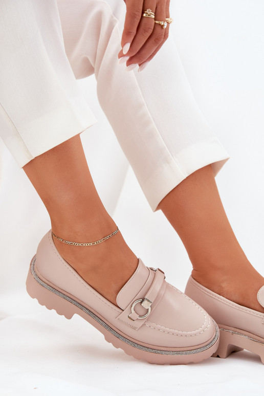 dames mocassins Versierd Cyrkoniami beige Patina