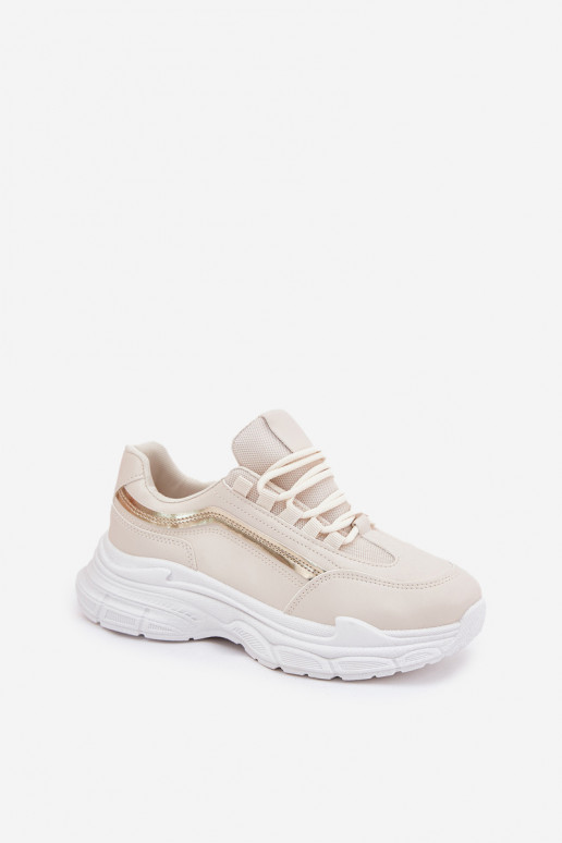 Sneakers model schoenen sportschoenen Dames Op dikke zool beige Lerila