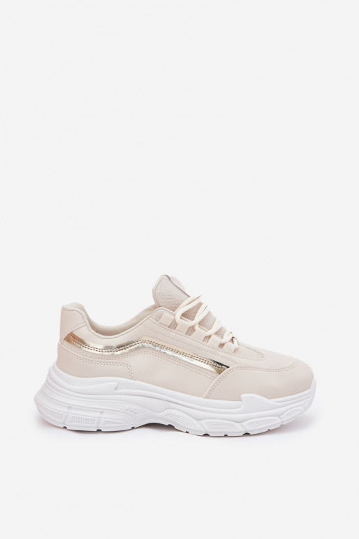 Sneakers model schoenen sportschoenen Dames Op dikke zool beige Lerila