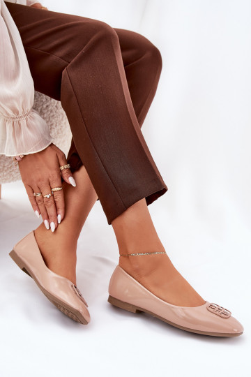 met lakeffect Elegante stijl Ballerinas Dames Met sierlijk Detalem Vinceza 17377 beige