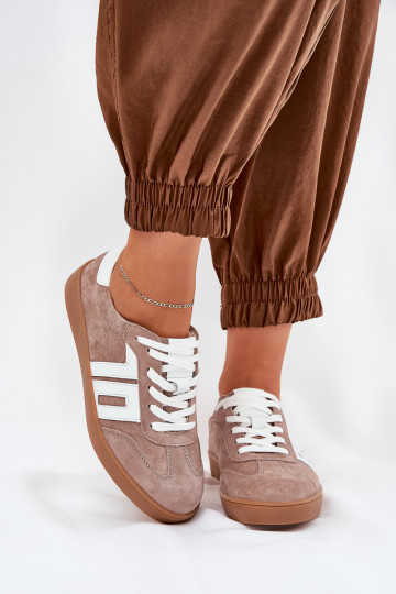 Sportieve schoenen van suede Vinceza 79517 zandkleur