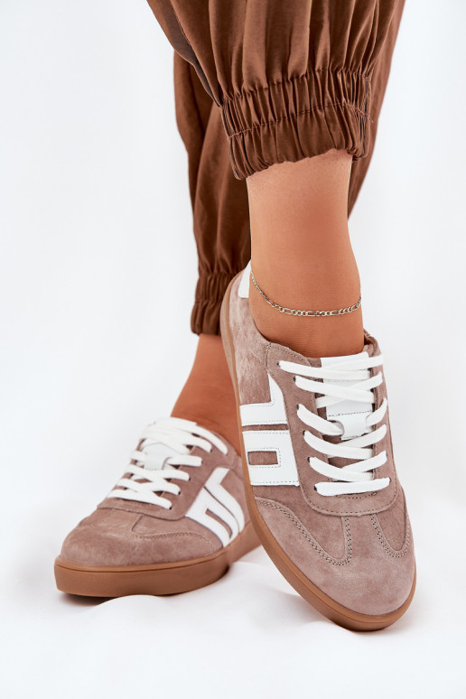 Sneakers model schoenen sportschoenen van suède Vinceza 79517 beige