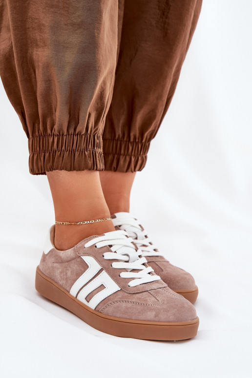 Sneakers model schoenen sportschoenen van suède Vinceza 79517 beige