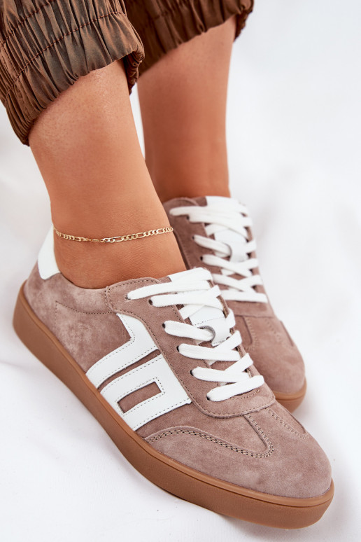 Sneakers model schoenen sportschoenen van suède Vinceza 79517 beige