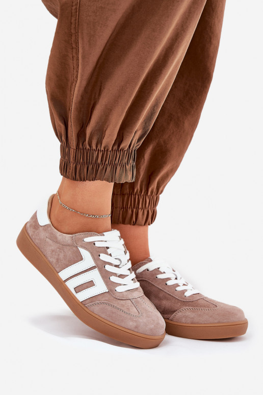 Sneakers model schoenen sportschoenen van suède Vinceza 79517 beige