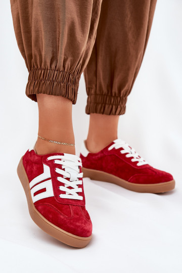 Sneakers model schoenen sportschoenen van suède Vinceza 79517 rood