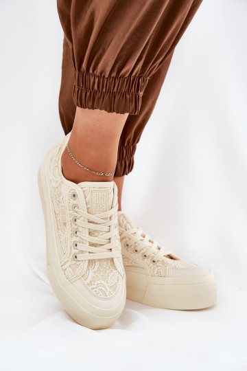 met kantmotieven Vrijetijdsschoenen Big Star RR274746 beige 2