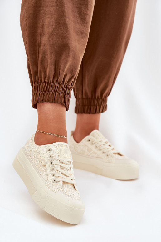 met kantmotieven Vrijetijdsschoenen Big Star RR274746 beige met kantmotieven Vrijetijdsschoenen Big Star RR274746 beige