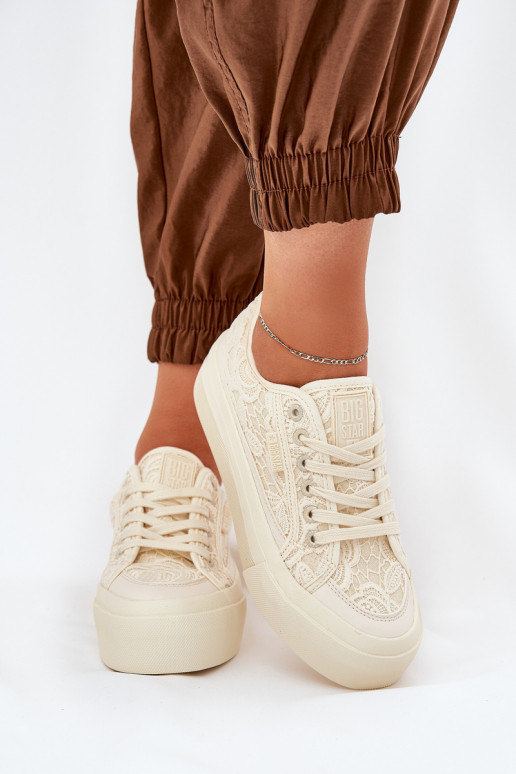 met kantmotieven Vrijetijdsschoenen Big Star RR274746 beige met kantmotieven Vrijetijdsschoenen Big Star RR274746 beige