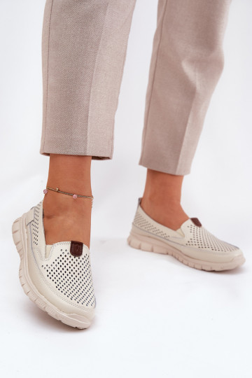 OpengeInerkte ballerinas Gemaakt van natuurlijk leer Vinceza 95336 beige 2