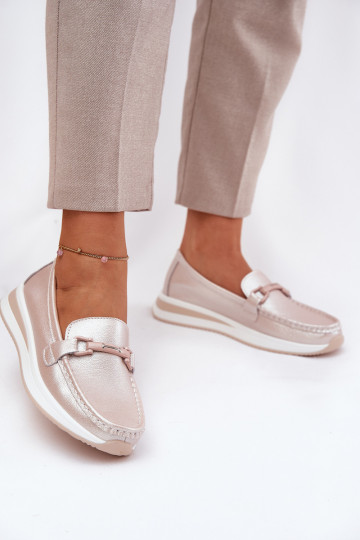 Leer dames mocassins S.Barski GR51-598 paarel Roze