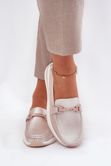 Leer dames mocassins S.Barski GR51-598 paarel Roze 2