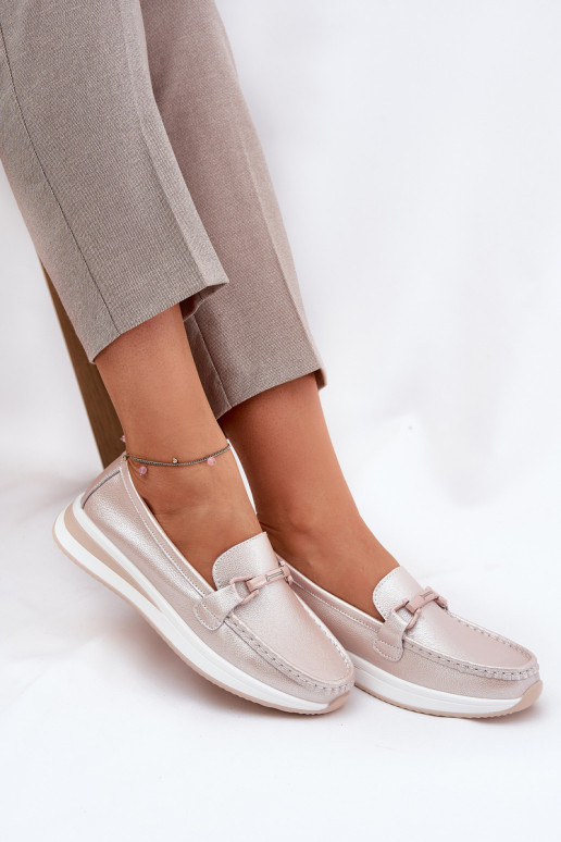 Leer dames mocassins S.Barski GR51-598 paarel Roze Leer dames mocassins S.Barski GR51-598 paarel Roze