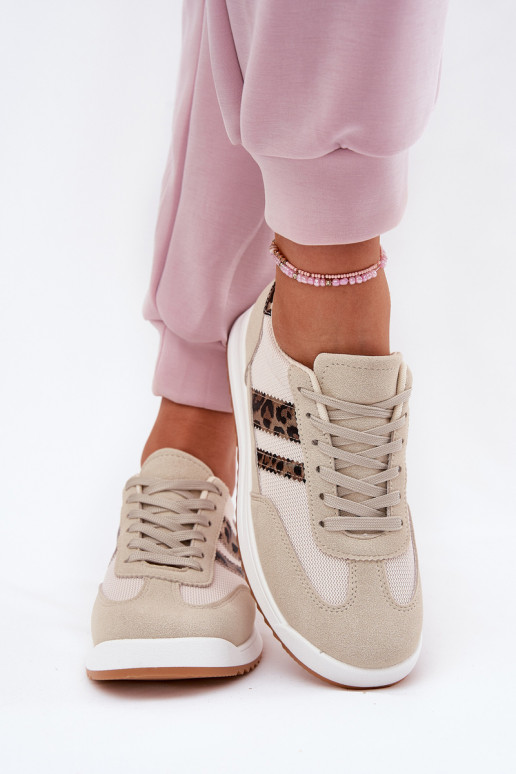 Sneakers model schoenen Dames Z van eco-suèdeu met luipaardbontpatronen beige Het heeftrinils Sneakers model schoenen Dames Z van eco-suèdeu met luipaardbontpatronen beige Het heeftrinils