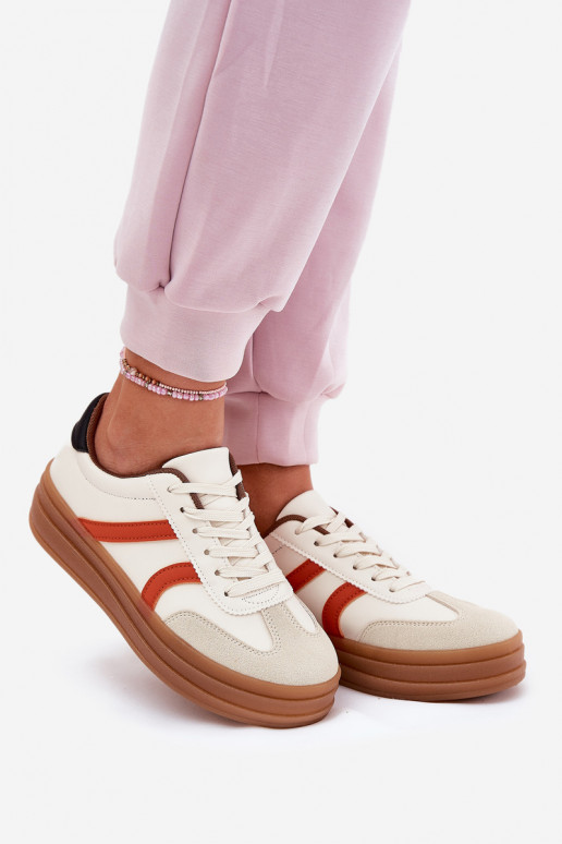 Sneakers model schoenen Dames met platform beige Tolianna