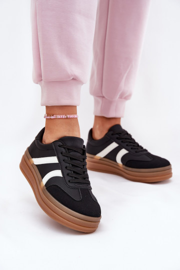 Sportieve schoenen met platform zwarte kleur 2