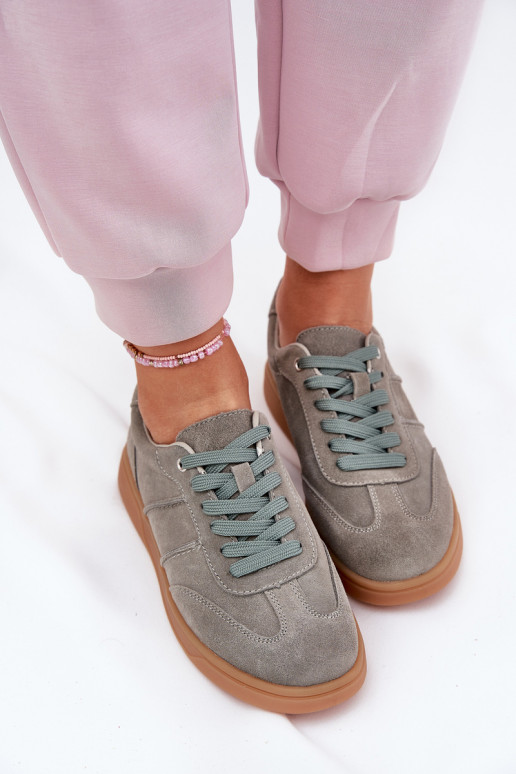 van suède Laag Sneakers model schoenen Dames groene kleur Paliana