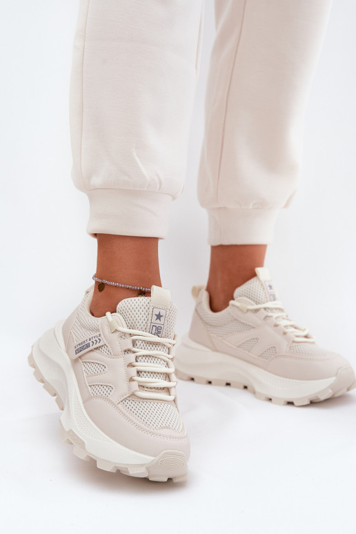 sportschoenen Sneakers model schoenen Dames Op dikke zool beige Prononice