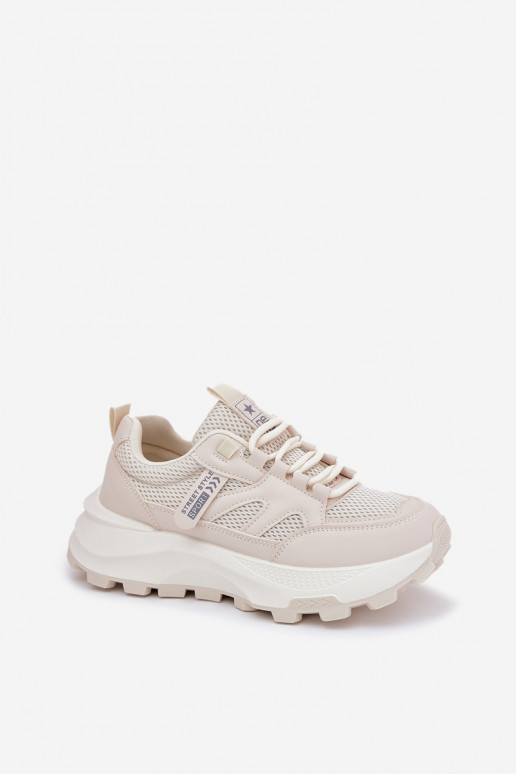 sportschoenen Sneakers model schoenen Dames Op dikke zool beige Prononice