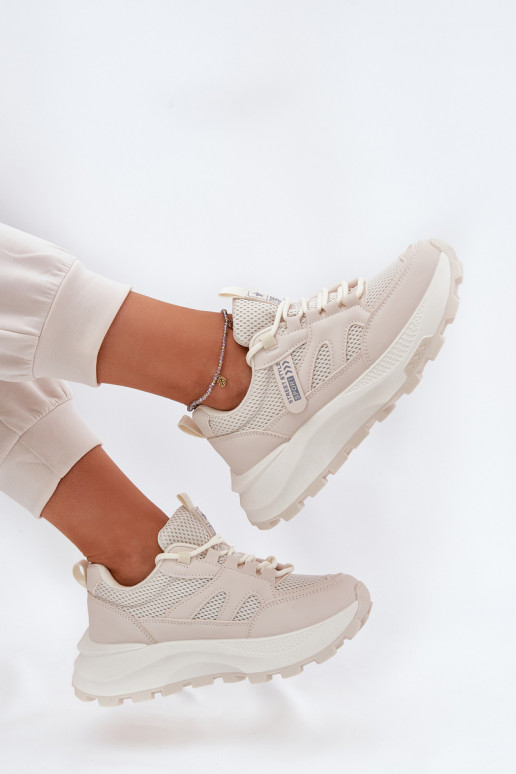sportschoenen Sneakers model schoenen Dames Op dikke zool beige Prononice
