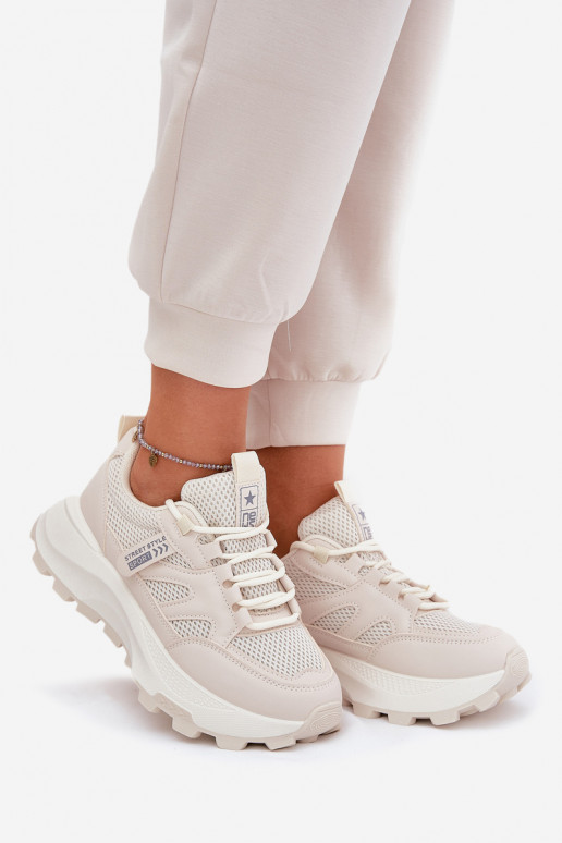sportschoenen Sneakers model schoenen Dames Op dikke zool beige Prononice