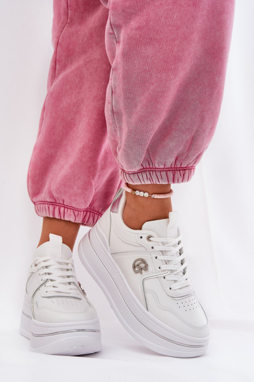 Dames witte sneakers met platform Dames witte sneakers met platform