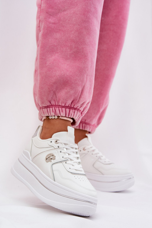 Dames witte sneakers met platform Dames witte sneakers met platform