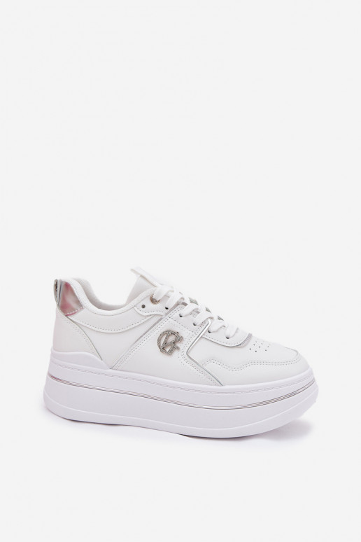 Dames witte sneakers met platform Dames witte sneakers met platform