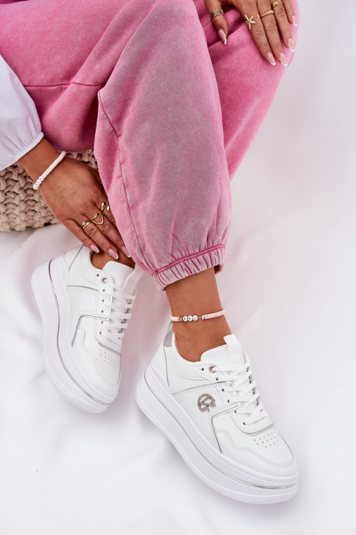 Dames witte sneakers met platform Dames witte sneakers met platform