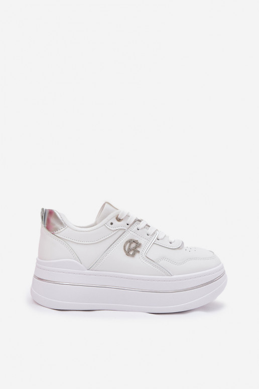 Dames witte sneakers met platform Dames witte sneakers met platform