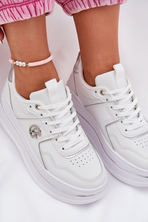 Dames witte sneakers met platform Dames witte sneakers met platform