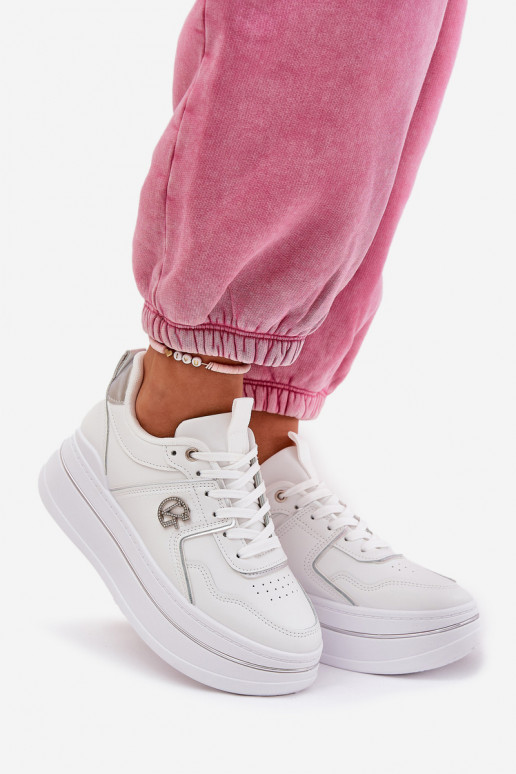 Dames witte sneakers met platform Dames witte sneakers met platform