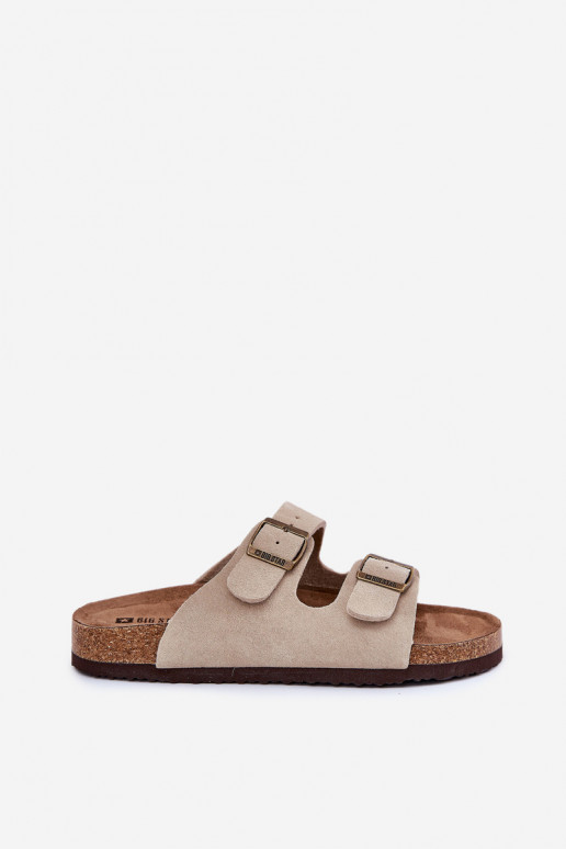 Dames suède pantoffels met gespen Big Star RR274A391 beige Dames suède pantoffels met gespen Big Star RR274A391 beige