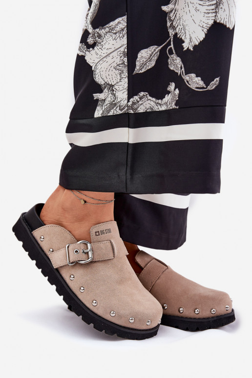 Suede pantoffels Klompen Dames met platform Big Star RR274A376 beige Suede pantoffels Klompen Dames met platform Big Star RR274A376 beige